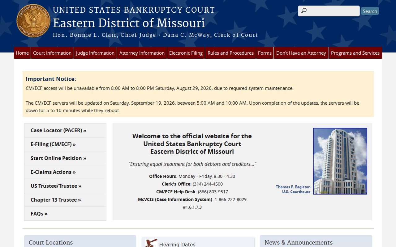 Bollinger County court records Eastern District Bankruptcy Court page