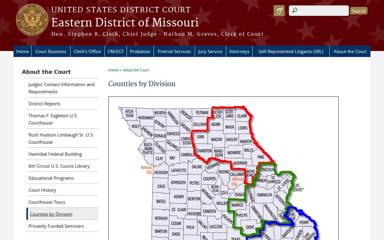 Bollinger County court records federal county division table