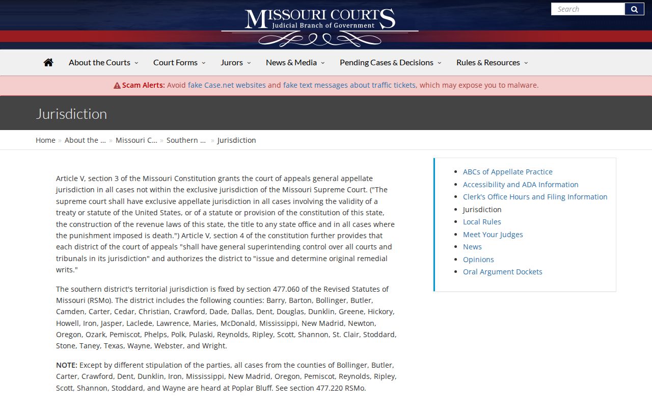 Bollinger County court docket source for Southern District appeals
