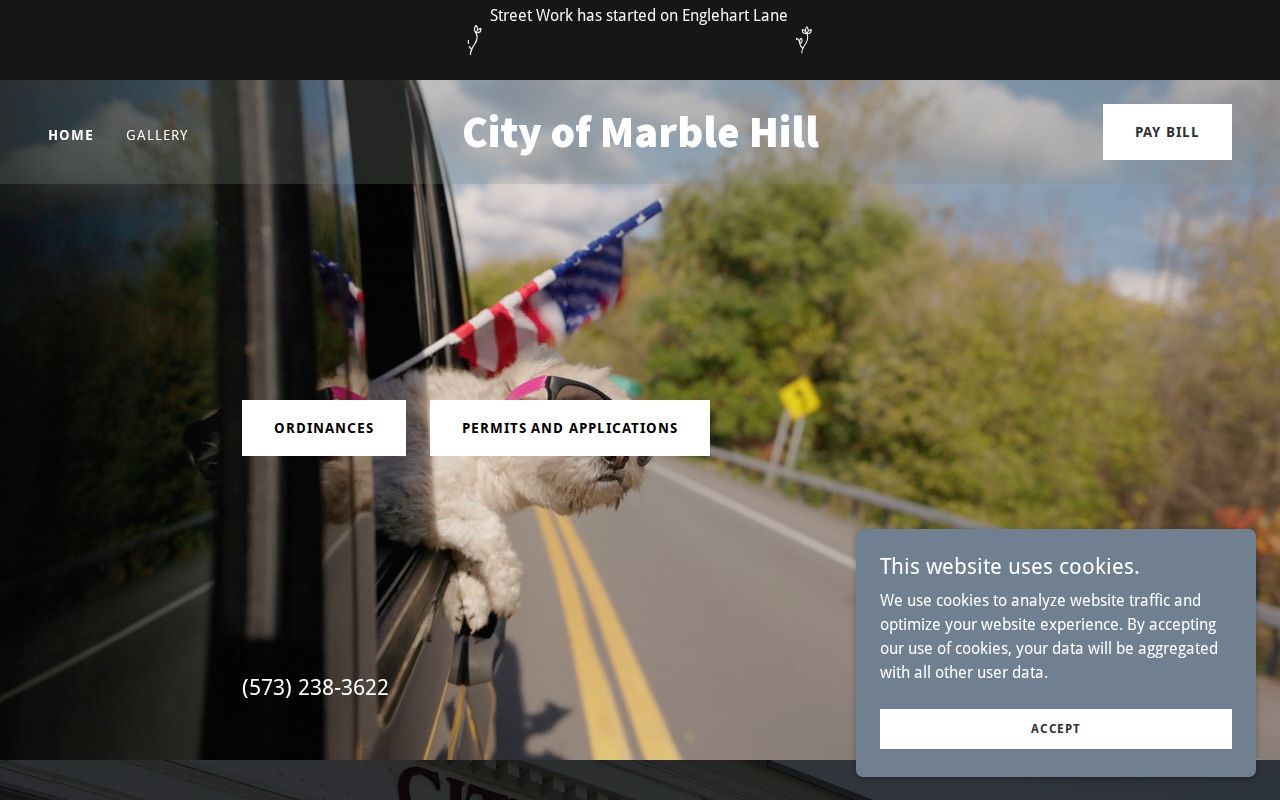 Marble Hill court docket image showing the official Marble Hill City Hall contact page