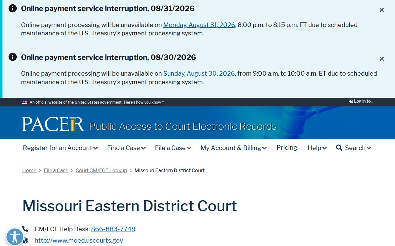 Sedgewickville court docket federal court lookup boundary